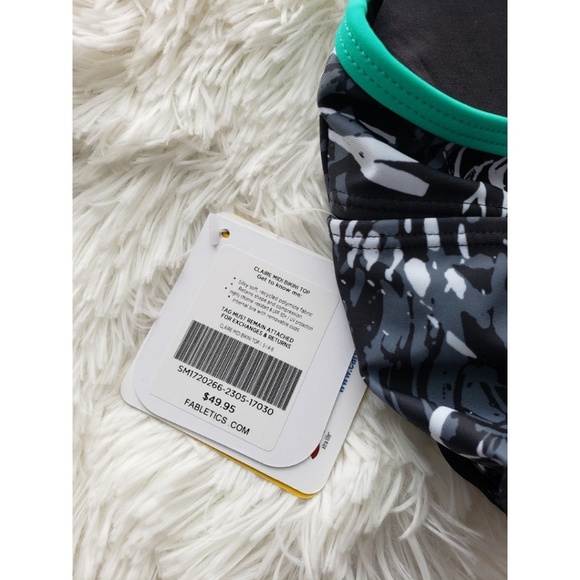 Fabletics Women’s Bikini Swim Top Small Black Green Padded Athletic Swimwear NEW - Picture 7 of 8